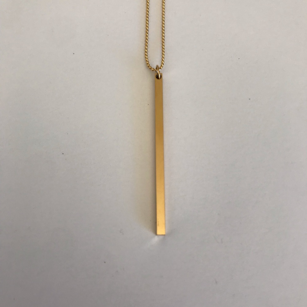 Gold Vertical Bar Pendant Necklace - Picture 2 of 5